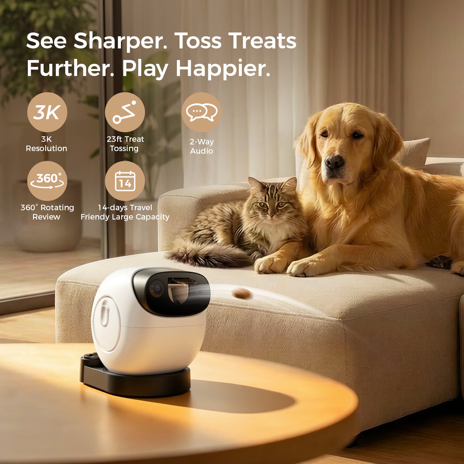 3K Pet Camera Treat Dispenser Robot M3