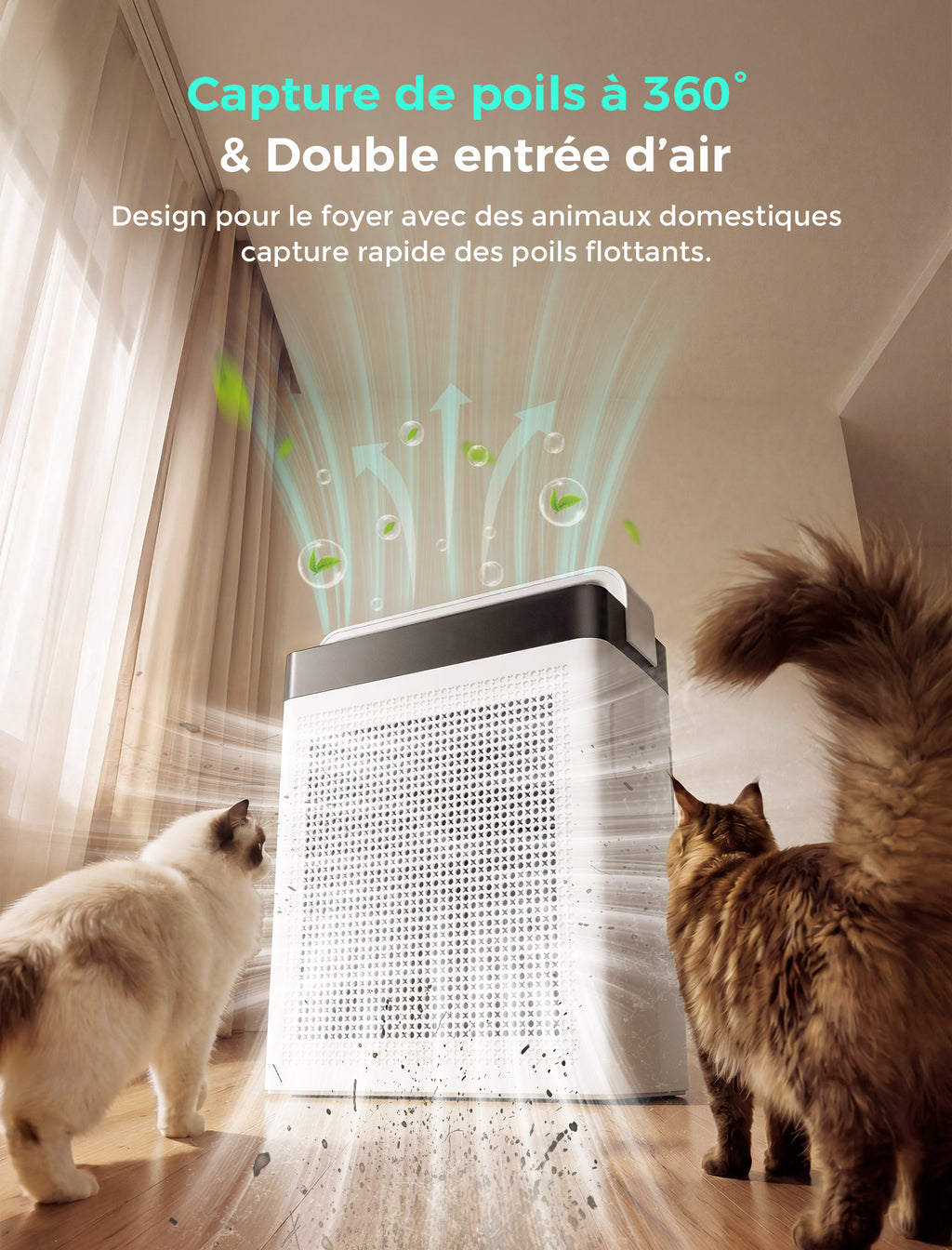 Cypcat Pet Air Purifier, Dual Intake Captures Pet Fur, PAP001